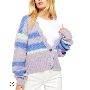 Free People Fine Time Stripe Cardigan-Neptune
